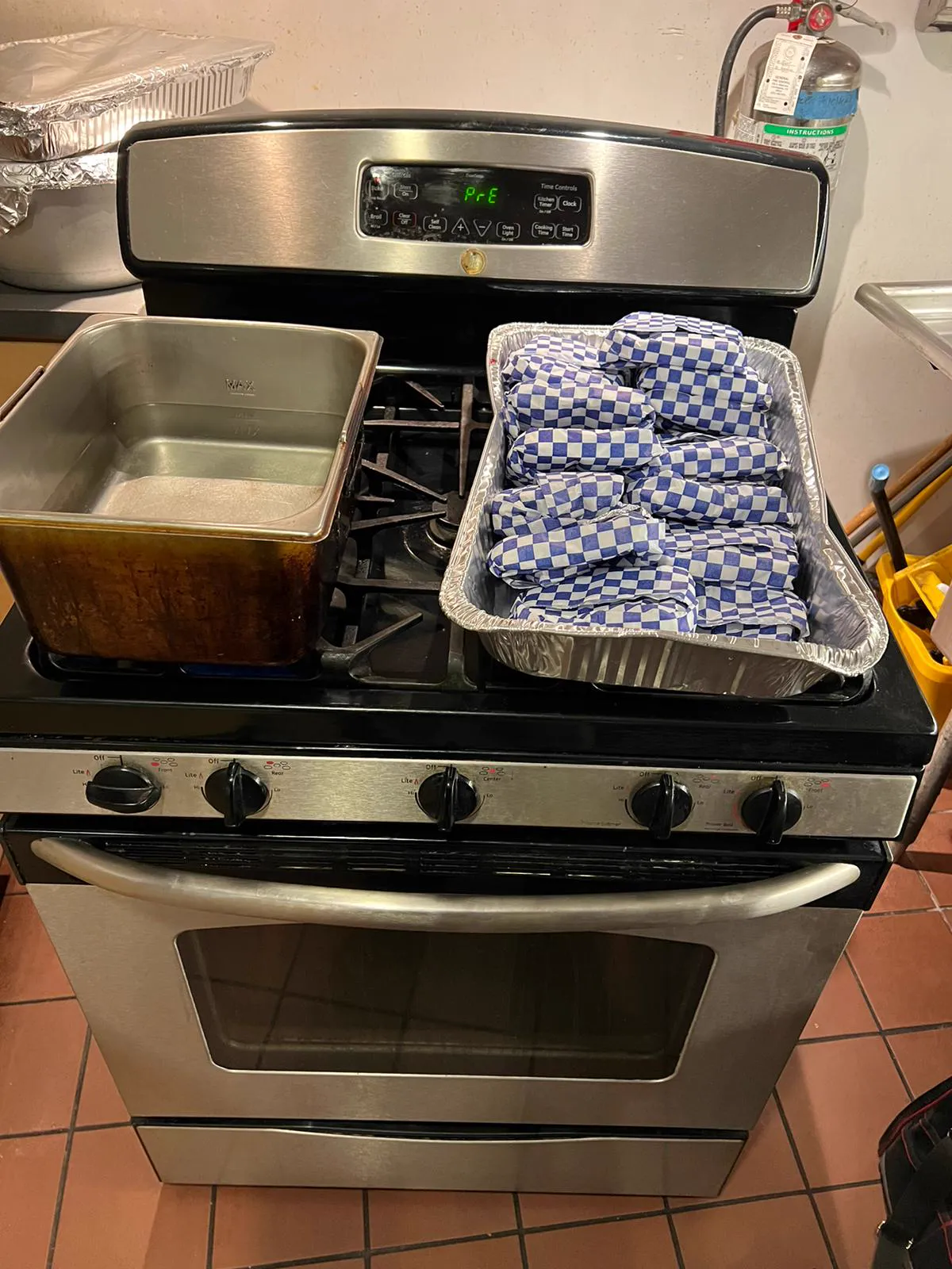 Stainless gas range on a service call